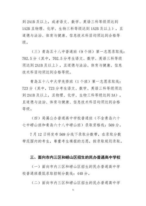 2019山東青島中考低分數(shù)控制線是多少 2019山東青島中考低分數(shù)控制線是多少